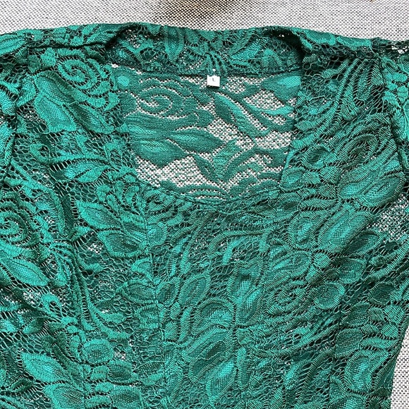 Forest Fairy Green Lace Vintage Blouse, Size: Large - Picture 15 of 17
